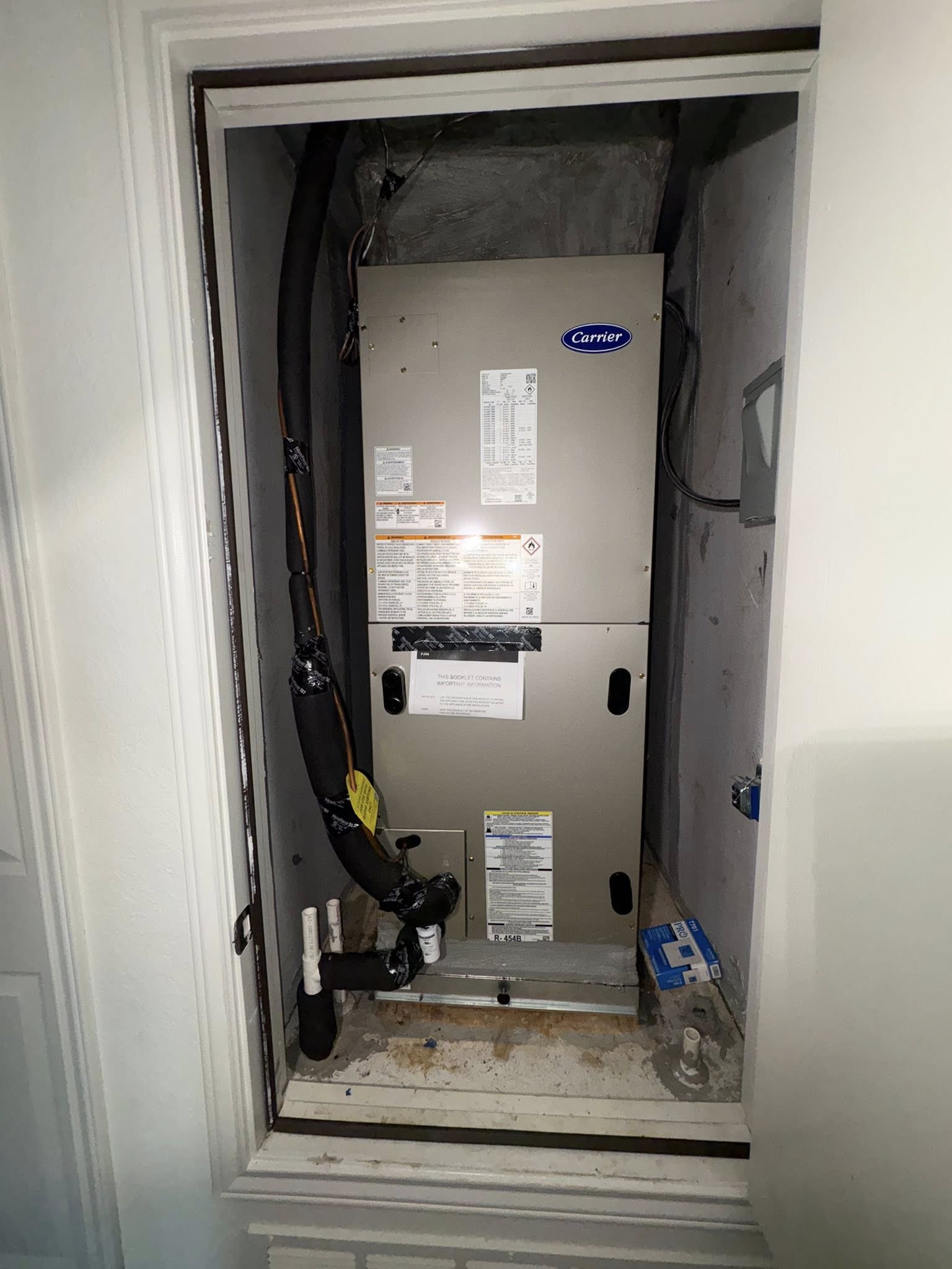 Carrier indoor air handler installed by Texas Air Solutions